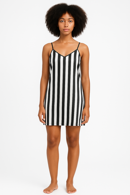 Monochrome Luxe Slip Dress