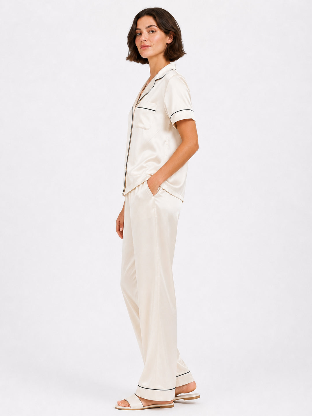 Nacre Satin Pajama Set