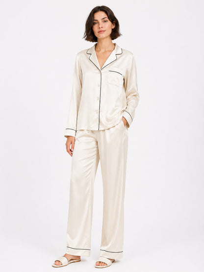Nacre Satin Classic Pajama Set