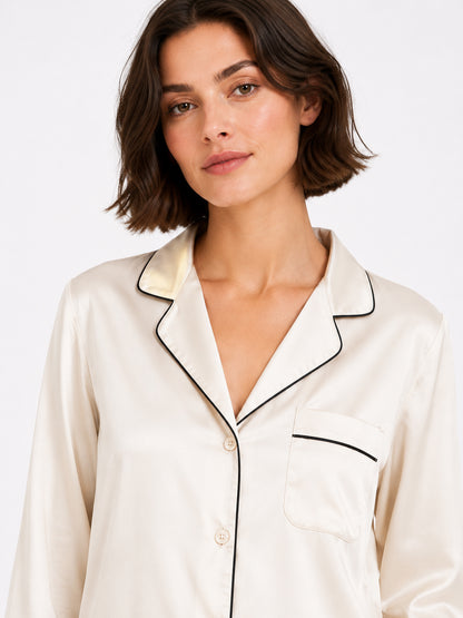 Nacre Satin Classic Pajama Set