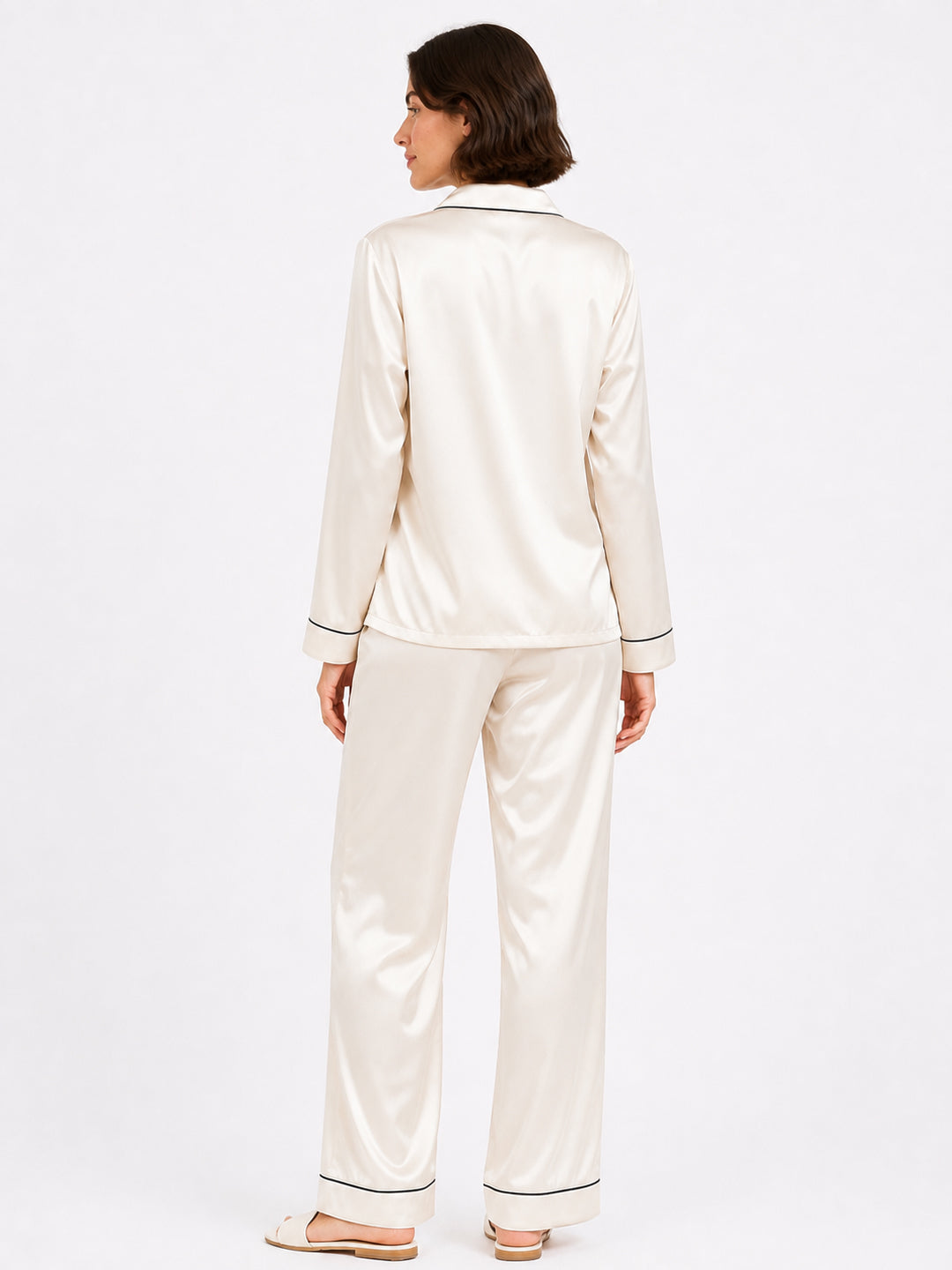 Nacre Satin Classic Pajama Set