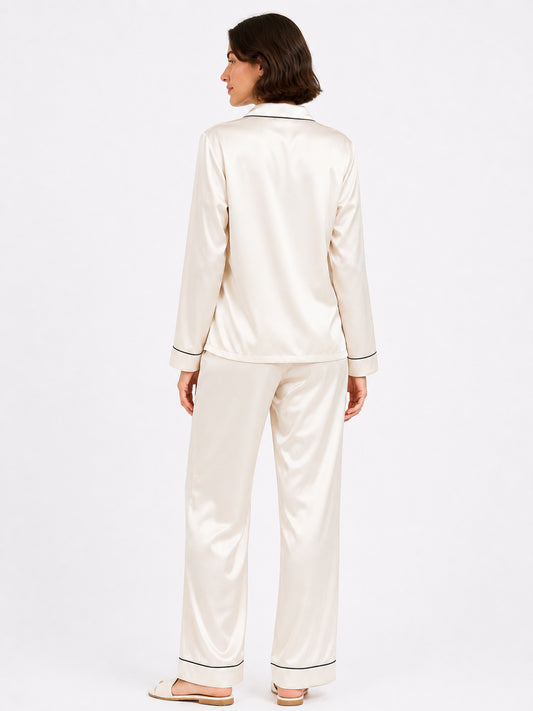 Nacre Satin Classic Pajama Set