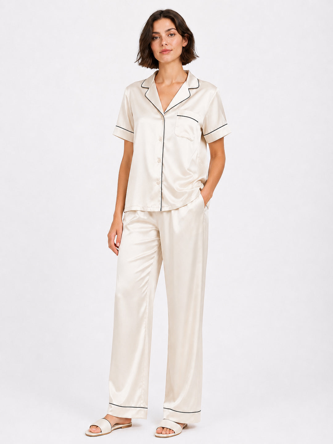 Nacre Satin Pajama Set