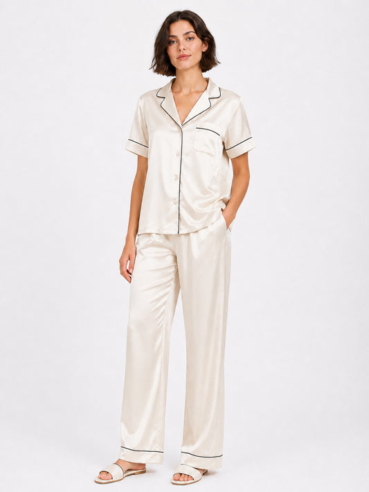 Nacre Satin Pajama Set