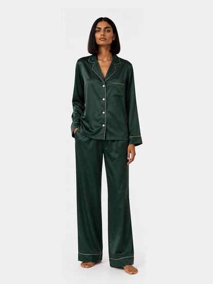 Laurel Satin Classic Pajama Set