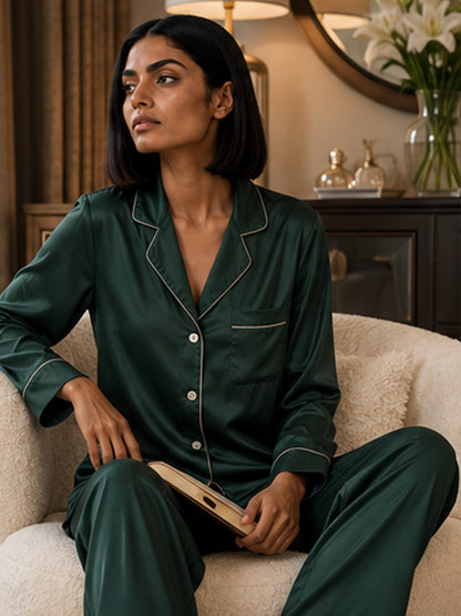 Laurel Satin Classic Pajama Set