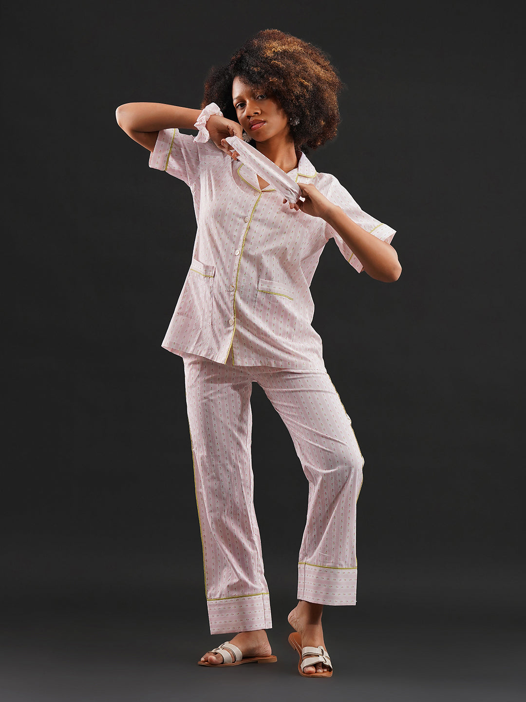 Rose Ribbons Cotton Pajama Set