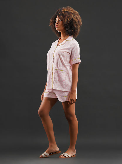 Rose Ribbons Cotton Shorts Set