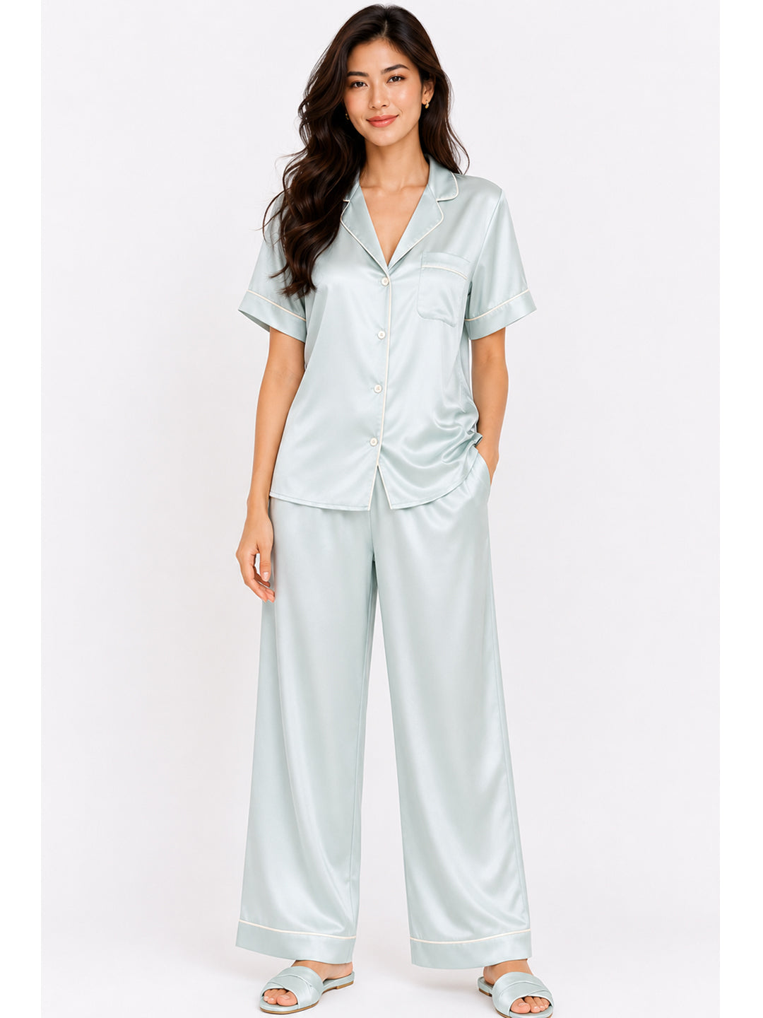 Opaline Satin Pajama Set