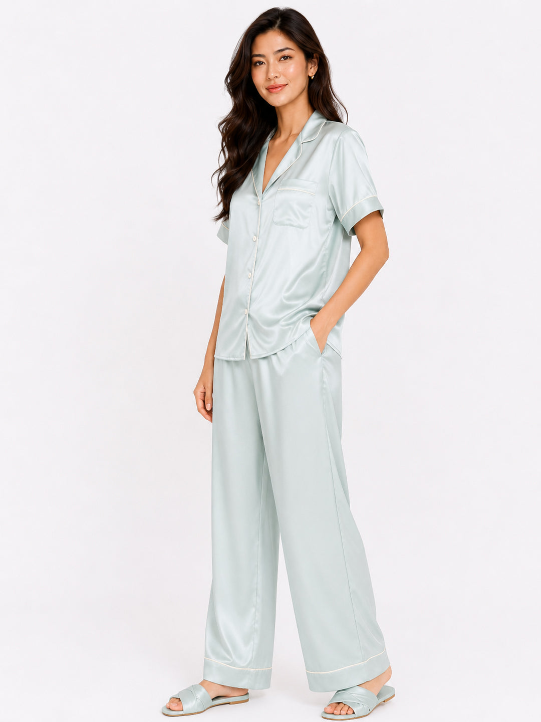 Opaline Satin Pajama Set