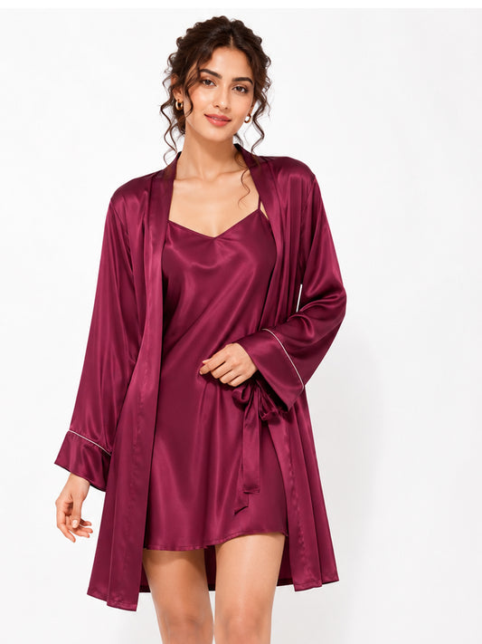 Claret Satin Set
