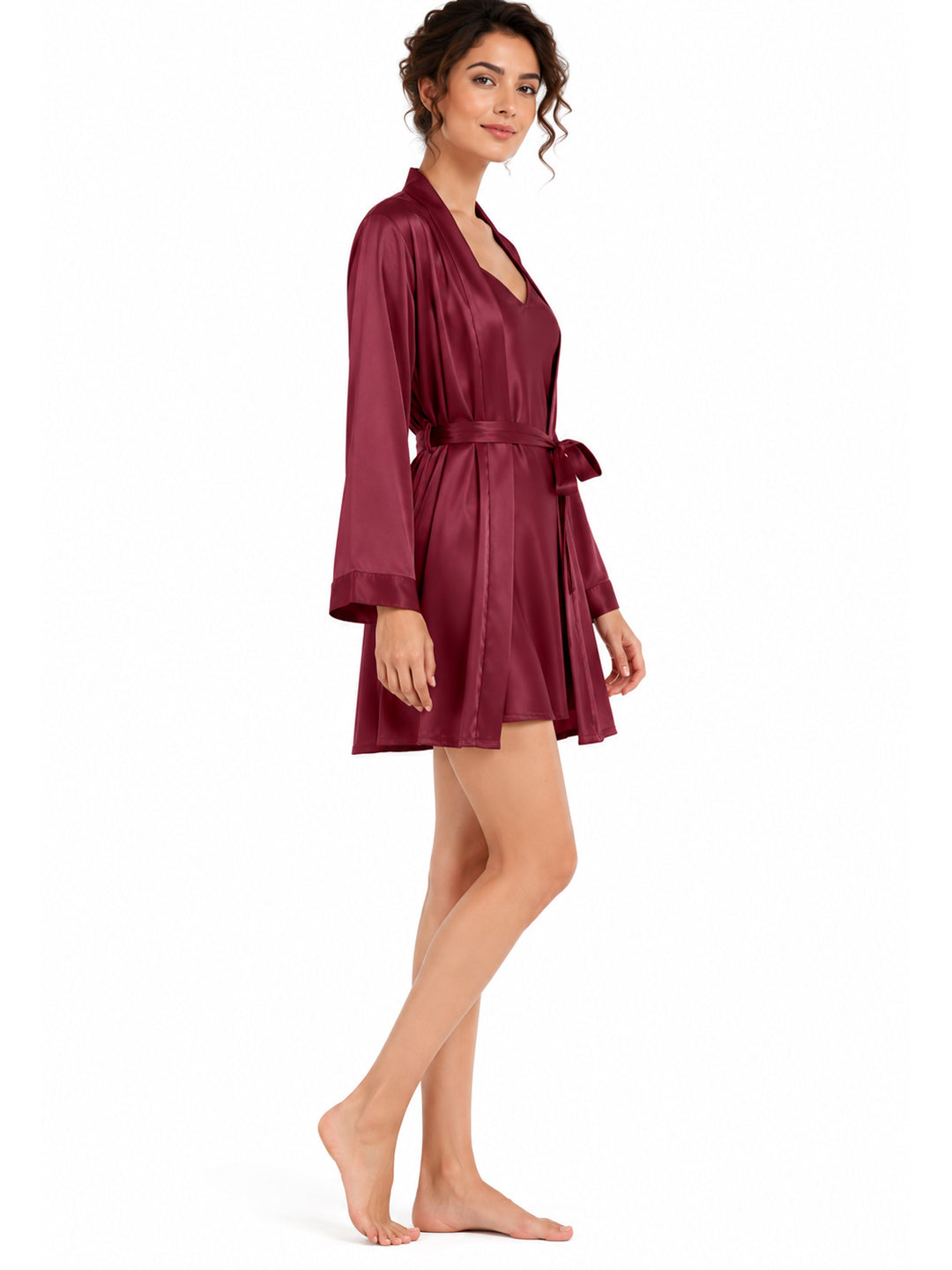 Claret Satin Set