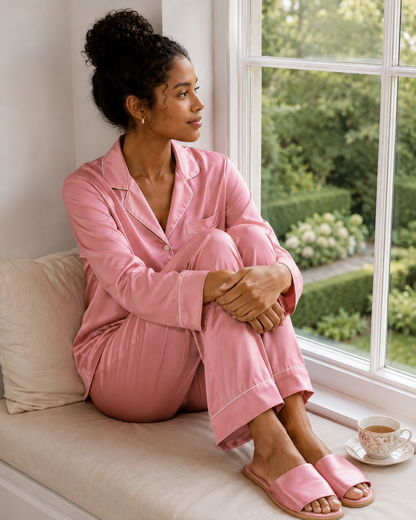 Cameo Satin Classic Pajama Set