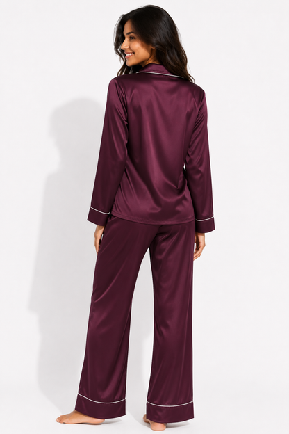 Mûre Satin Classic Pajama Set