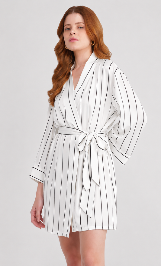 Midnight Pinstripe Satin Set