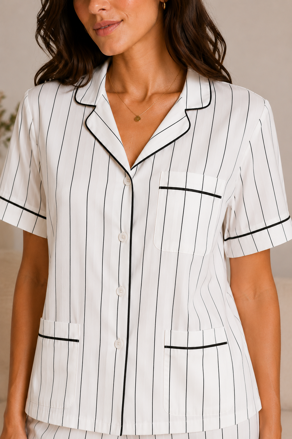 Midnight Pinstripe Satin Pajama Set