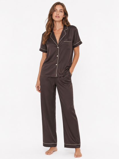 Sépia Satin Pajama Set