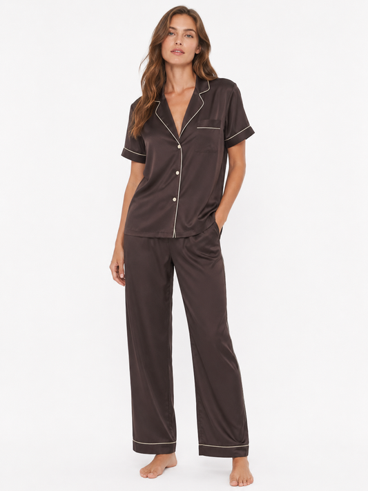 Sépia Satin Pajama Set