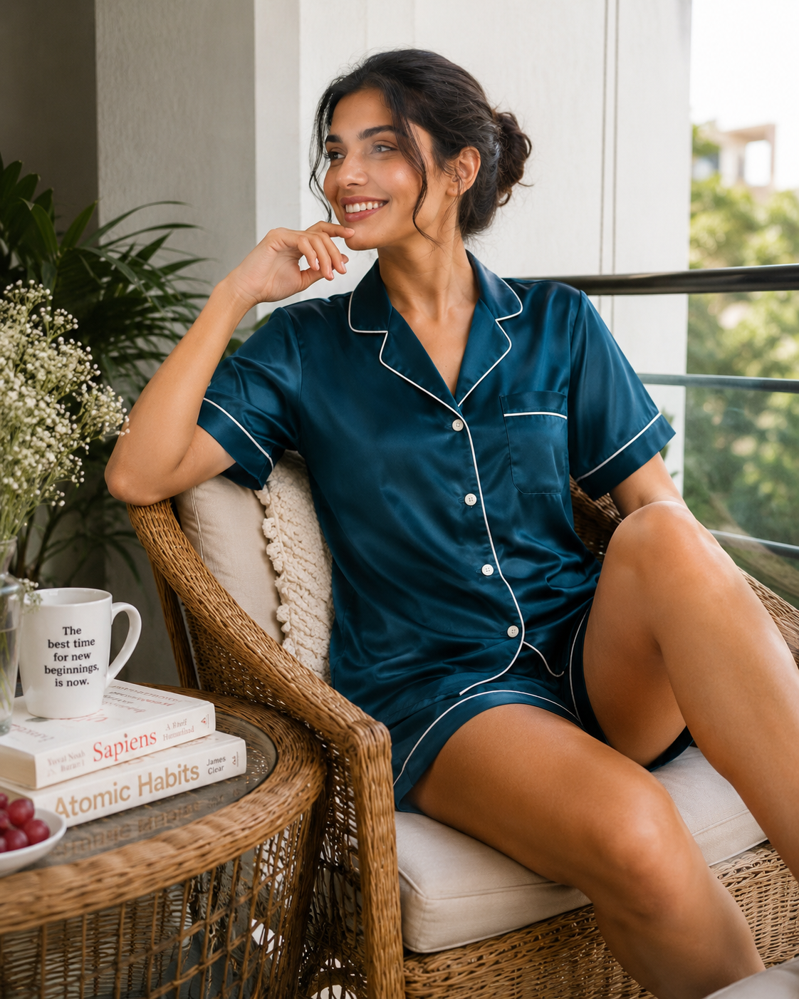 Pelagia Satin Shorts Set