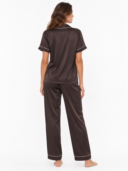Sépia Satin Pajama Set