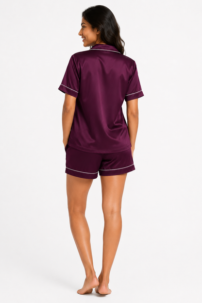 Mûre Satin Shorts Set