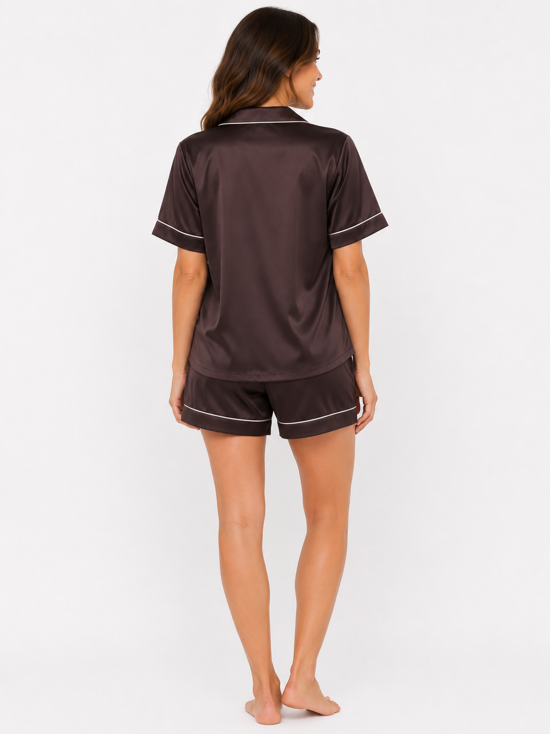Sépia Satin Shorts Set