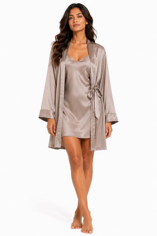 Taupe Satin Set