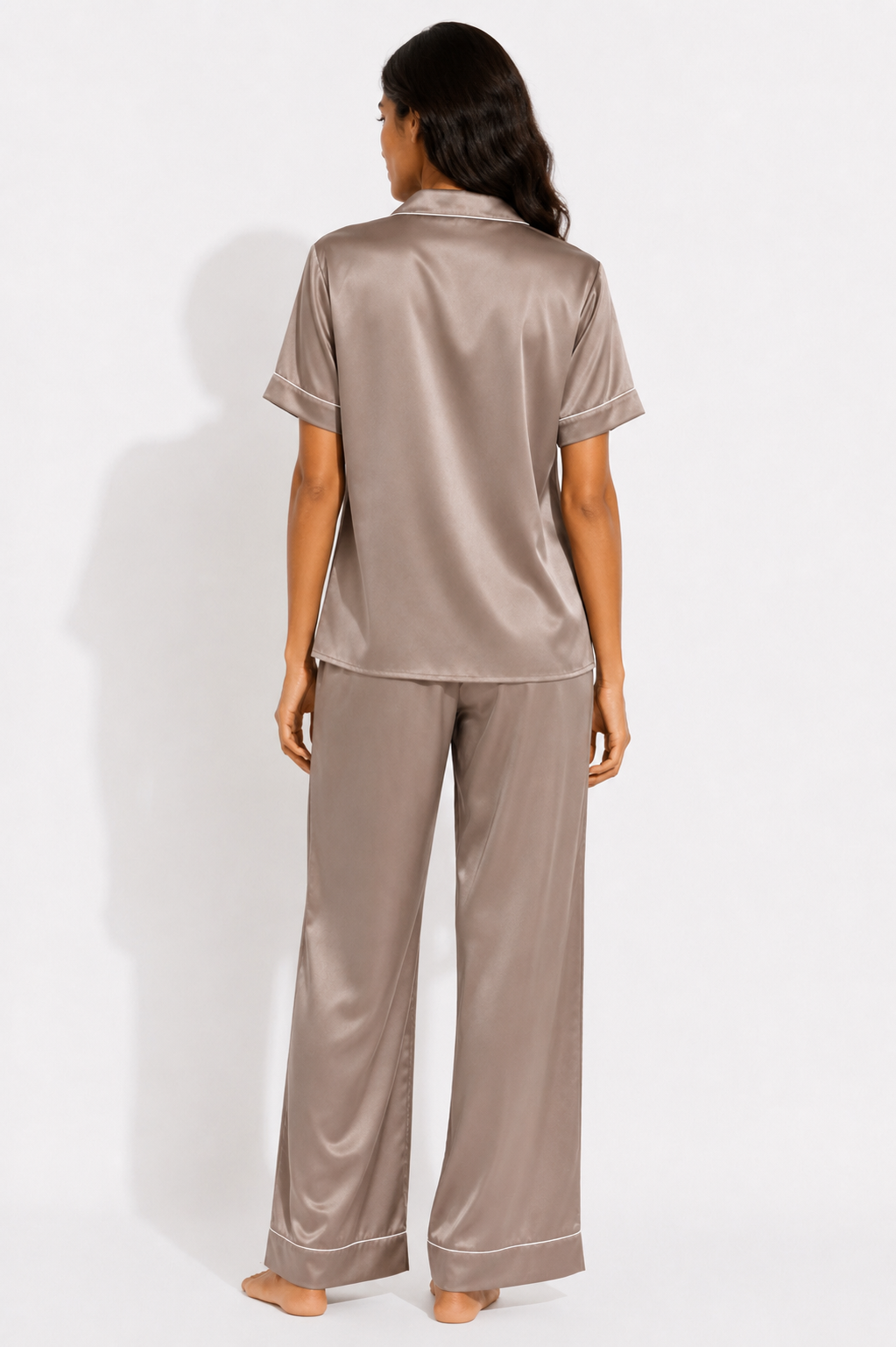 Taupe Satin Pajama Set